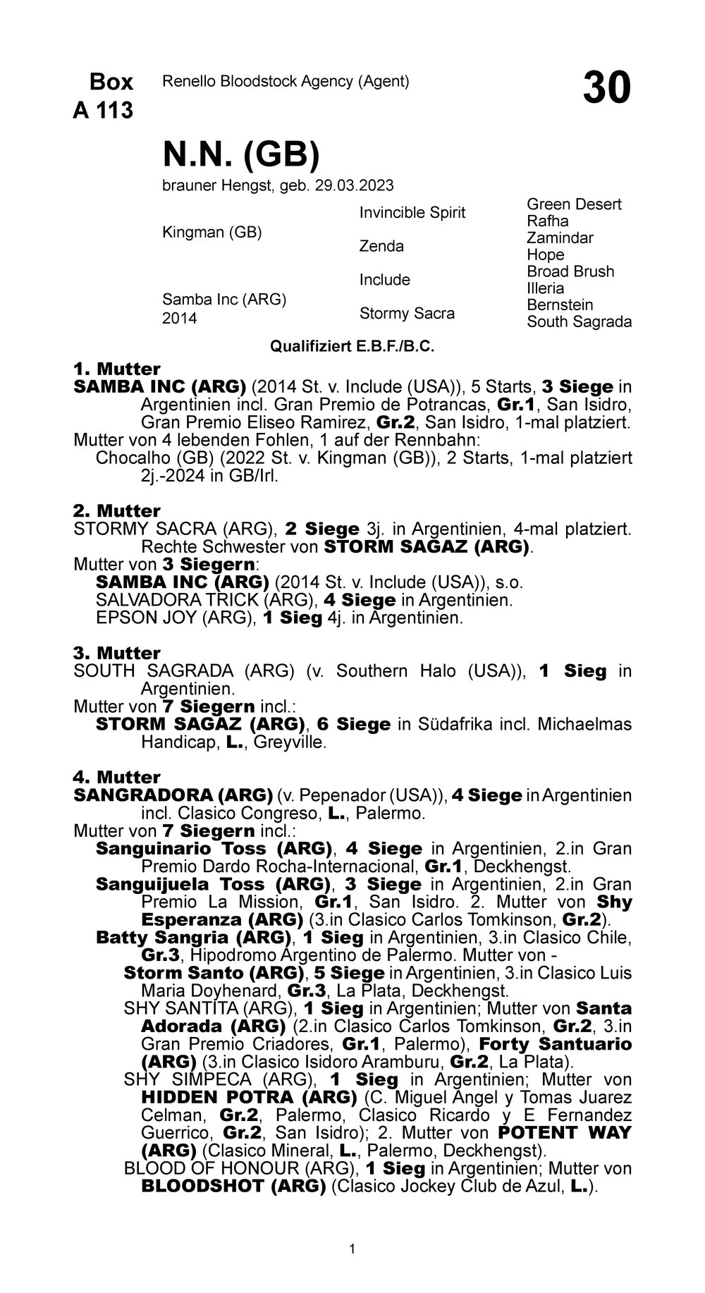 Pedigree for Stahlmann, 2023